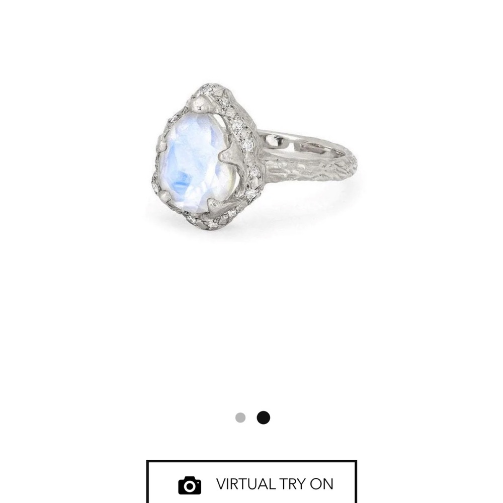 Logan Hollowell Baby Queen Water Drop Moonstone Ring with Sprinkled Diamonds - Picture 2 of 8